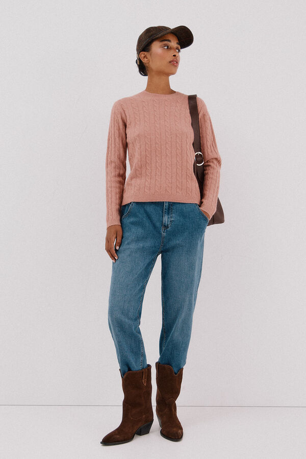 Cortefiel Soft jersey with cross-knit Pink