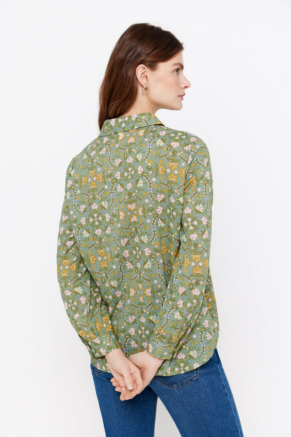 Cortefiel Sustainable cotton shirt Printed green
