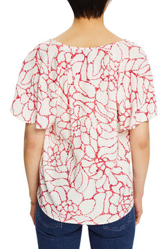 Cortefiel Floral print blouse with slight sheen Ecru