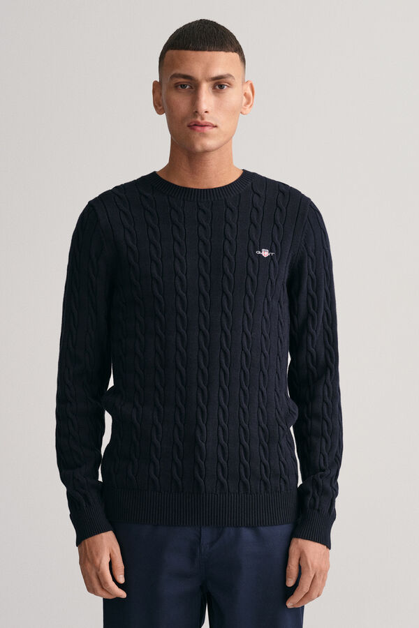 Gant Camisola de algodão com gola redonda Azul