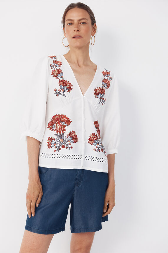 Blusa estampado posicional
