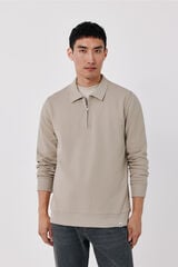 Cortefiel Zip neck sweatshirt Beige
