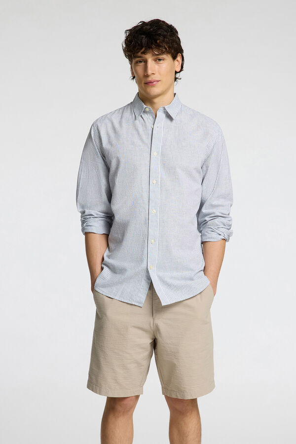 Selected Camisa de linho de manga comprida Branco