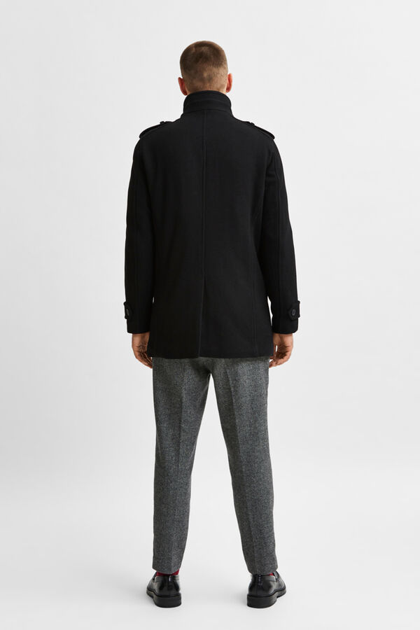Selected Abrigo con botones Negro