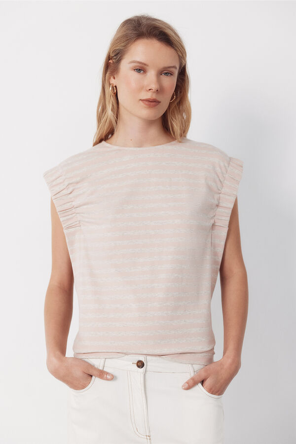 Cortefiel T-shirt with gathered armholes Pink