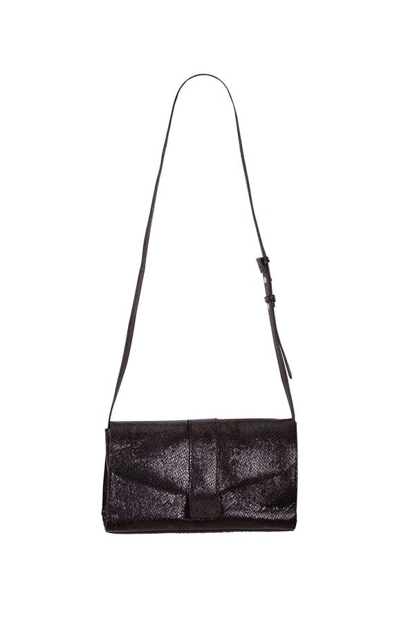 Cortefiel Textured crossbody bag Black