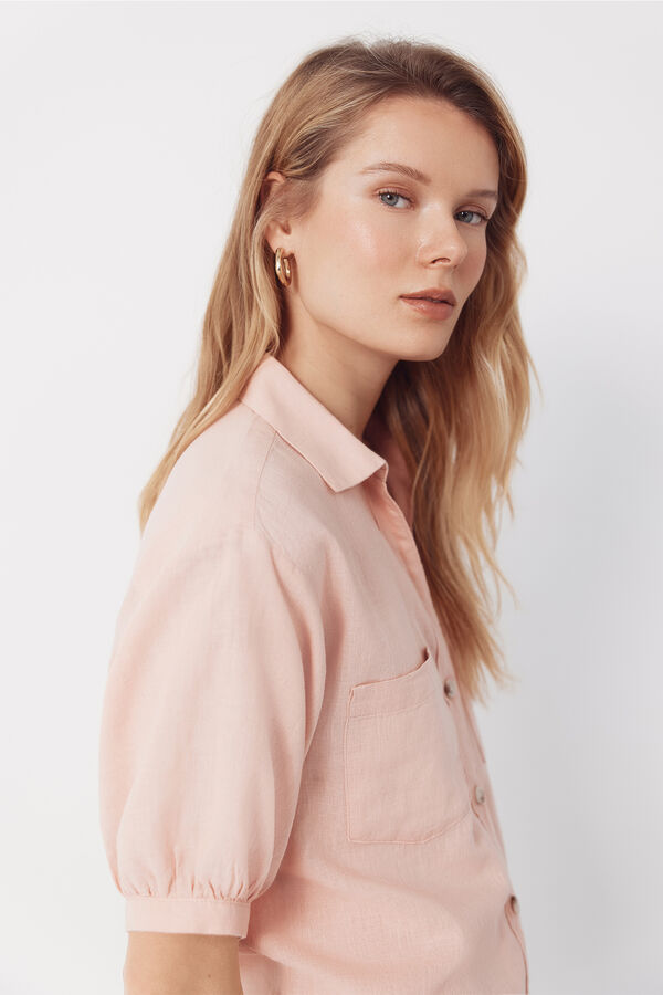Cortefiel Rustic short sleeve shirt Pink