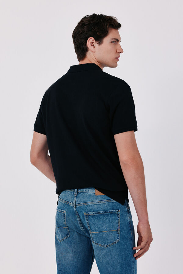 Cortefiel Piqu&eacute; slim polo shirt Black