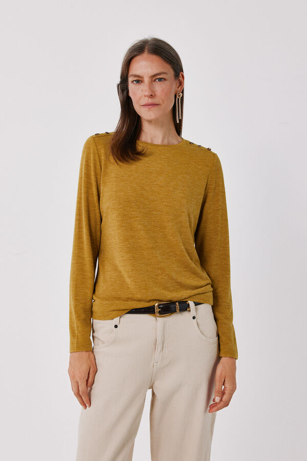 Cortefiel Long sleeve basic T-shirt Yellow