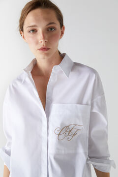 Cortefiel Camisa larga algodón orgánico Blanco
