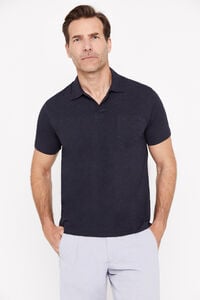 Cortefiel Open collar polo shirt with pocket Navy