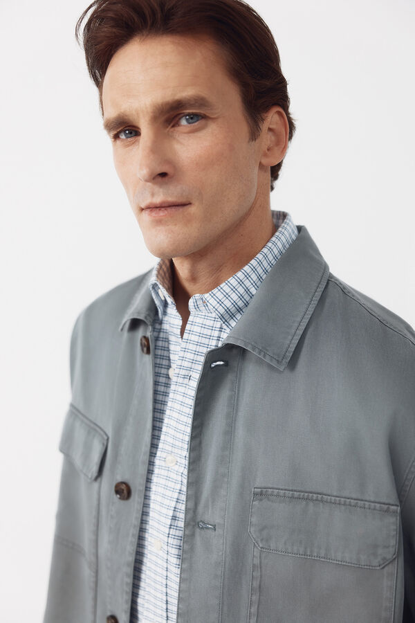 Cortefiel Plain Tencel overshirt Kaki