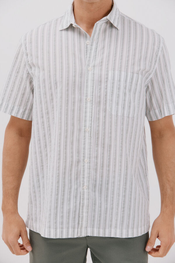 Cortefiel short sleeve striped shirt Green