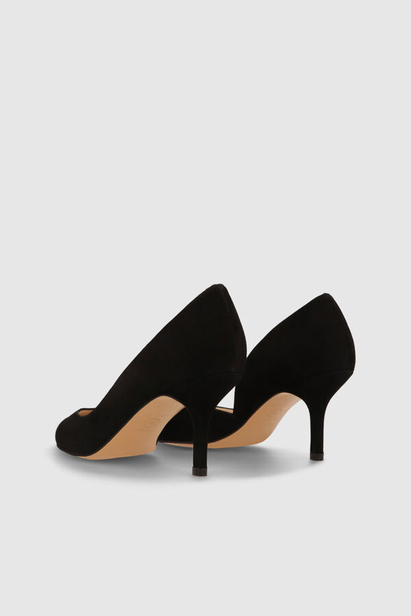 Cortefiel LODI pumps with oval detail in powder suede Black