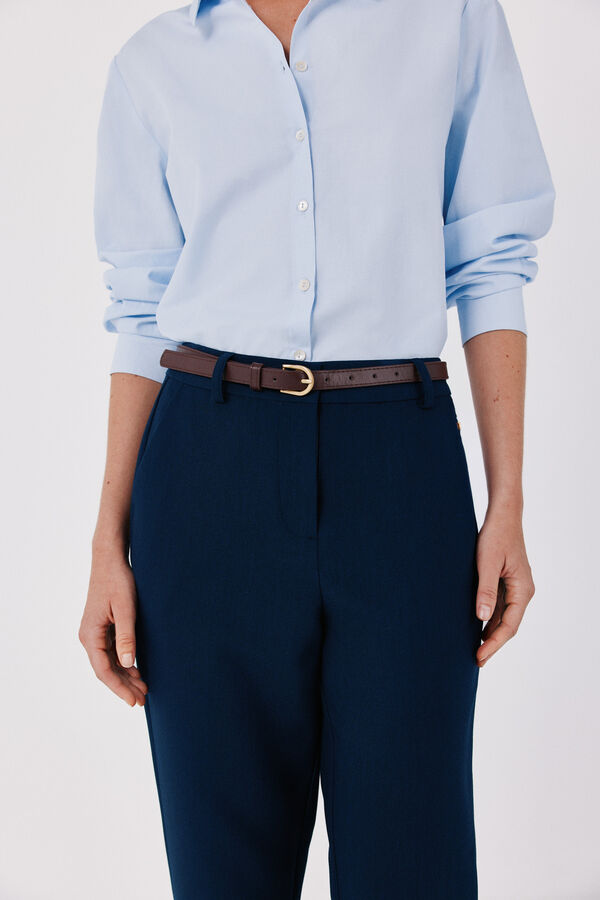 Cortefiel Women's tailored trousers with belt Navy