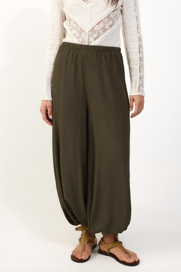Slowlove Pantal&oacute;n bombacho cuadros Estampado verde