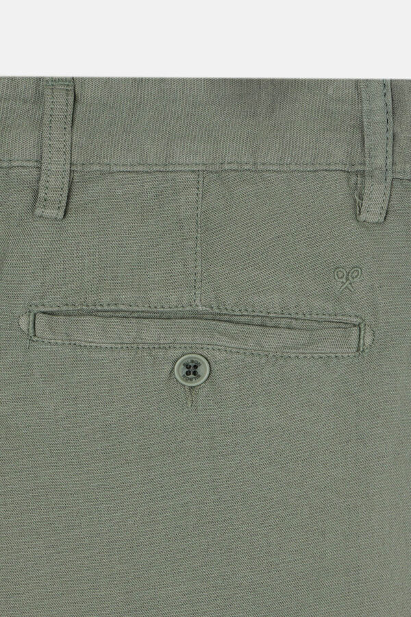 Silbon Calça esportiva plissada de linho calças chino Verde