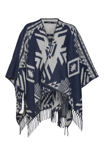 Cortefiel poncho boho Azul