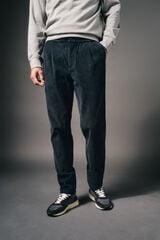 OOTO Calças de veludo veludo com elástico Azul