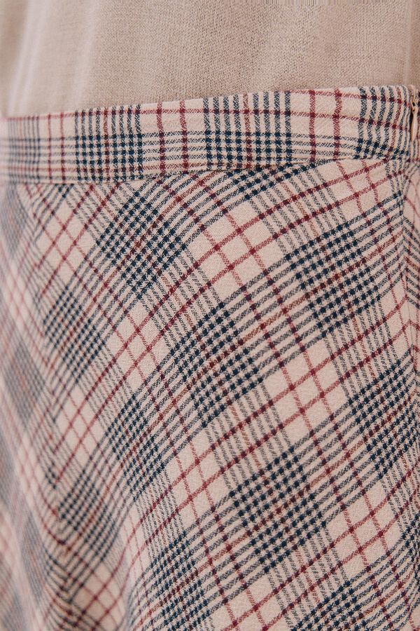Cortefiel Checkered cape skirt Printed brown