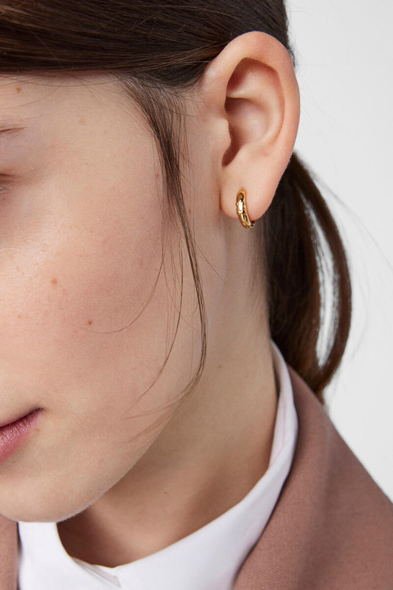Basics silver vermeil hoop earrings with bear | Women\'s accessories |  Cortefiel