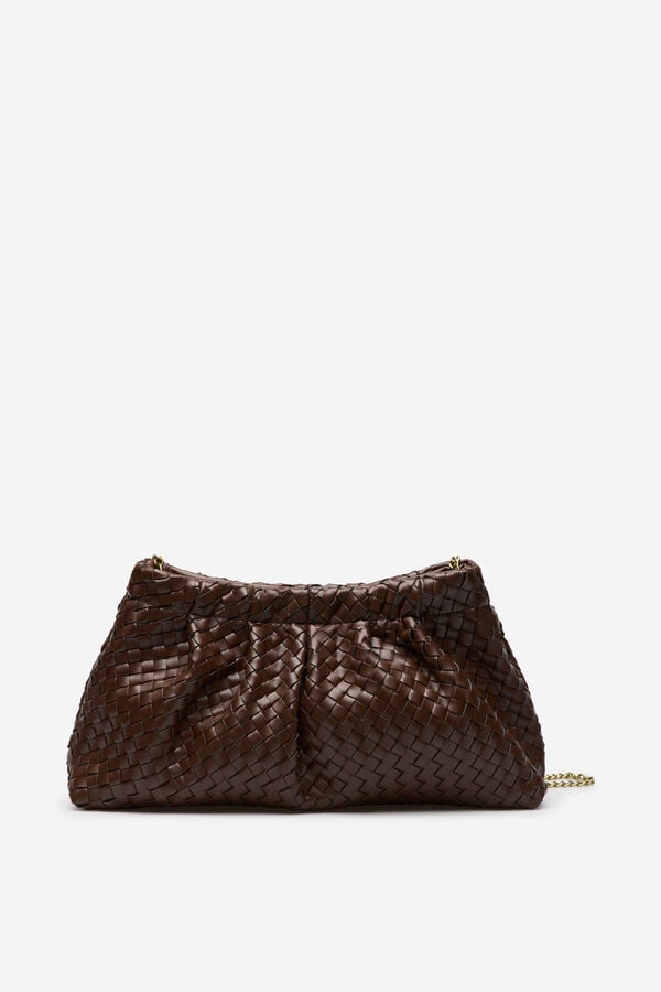 Cortefiel Woven handbag Dark brown