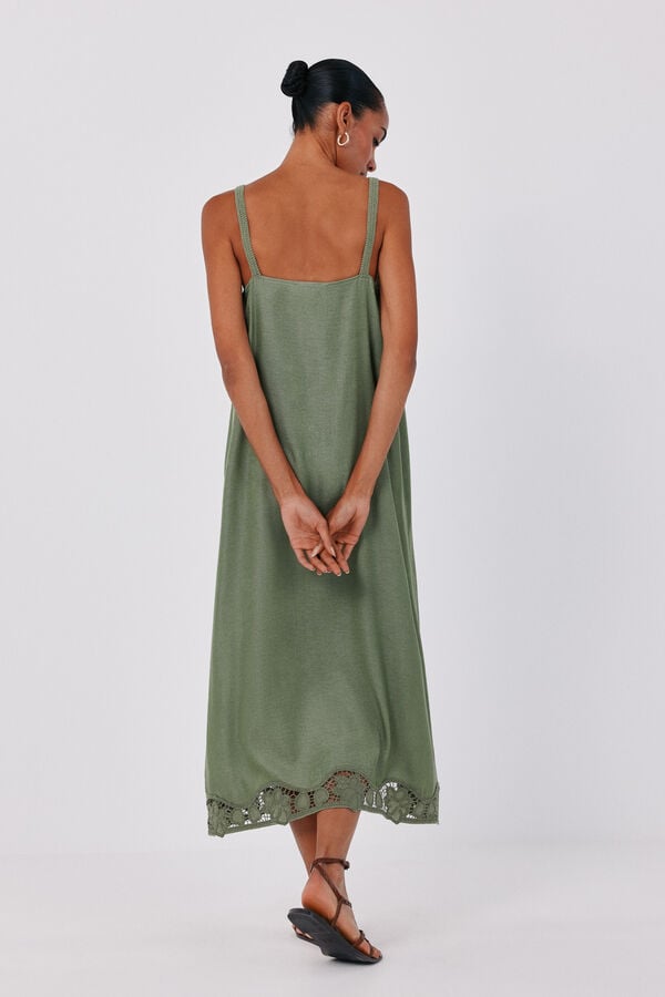 Cortefiel Vestido acetinado de lingerie Tostado