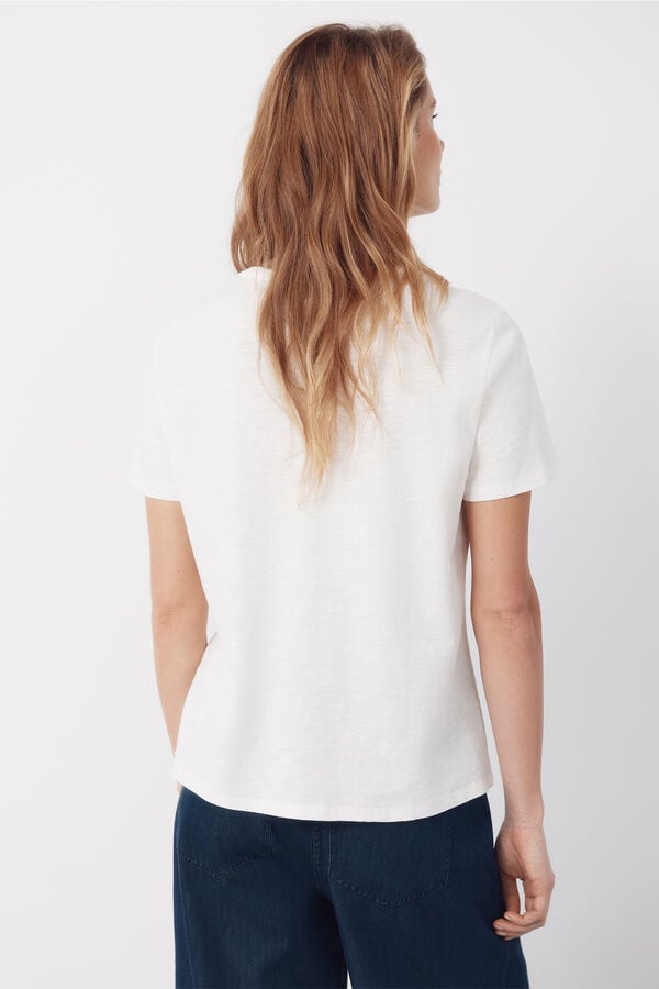 Cortefiel Guipure yoke t-shirt White