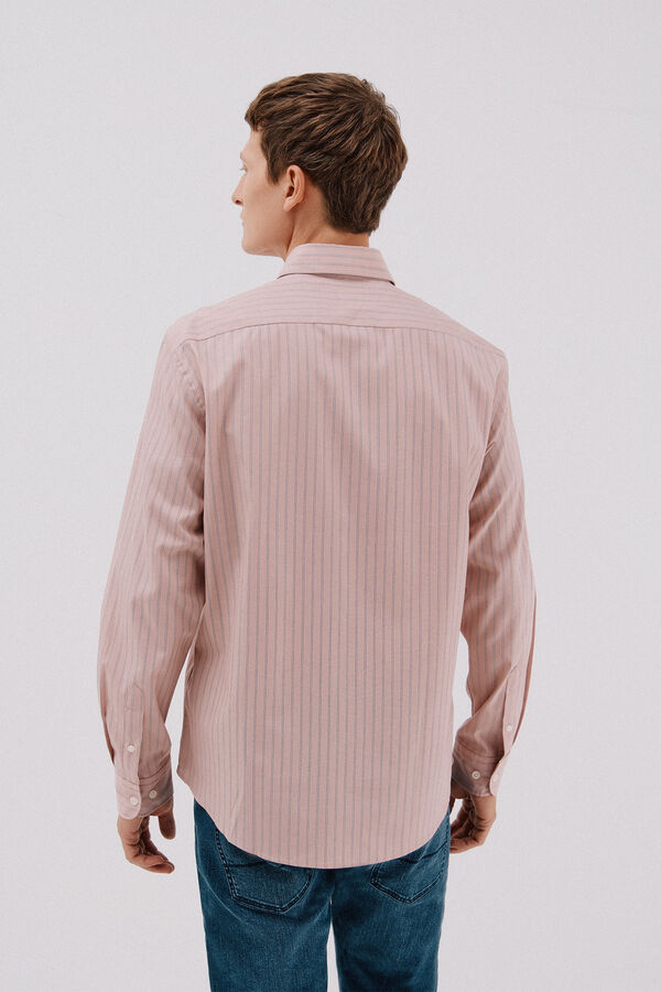 Cortefiel striped tencel cotton shirt Pink