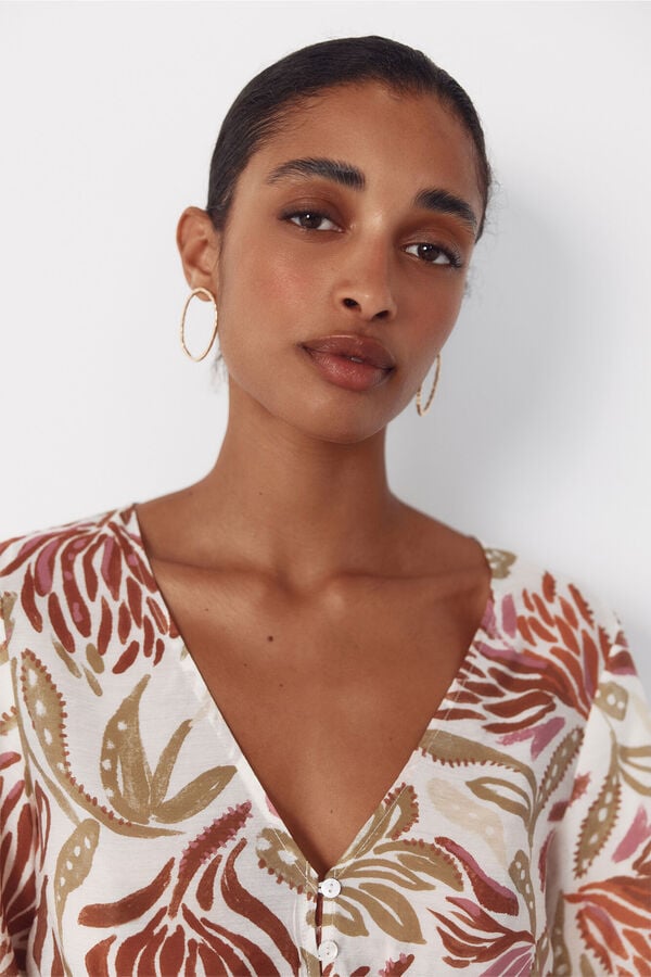 Cortefiel Blusa estampada Multicolorido