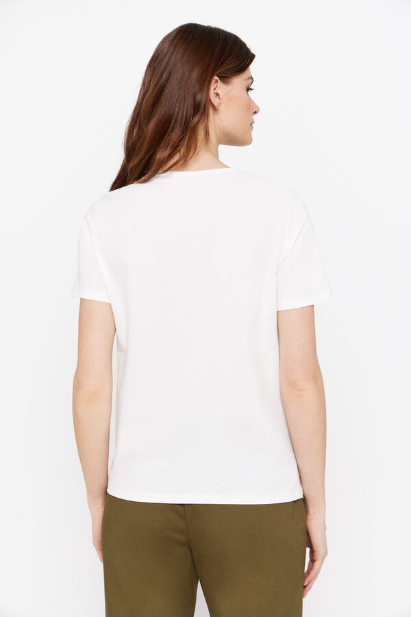 Cortefiel Camiseta bordado Estampado blanco