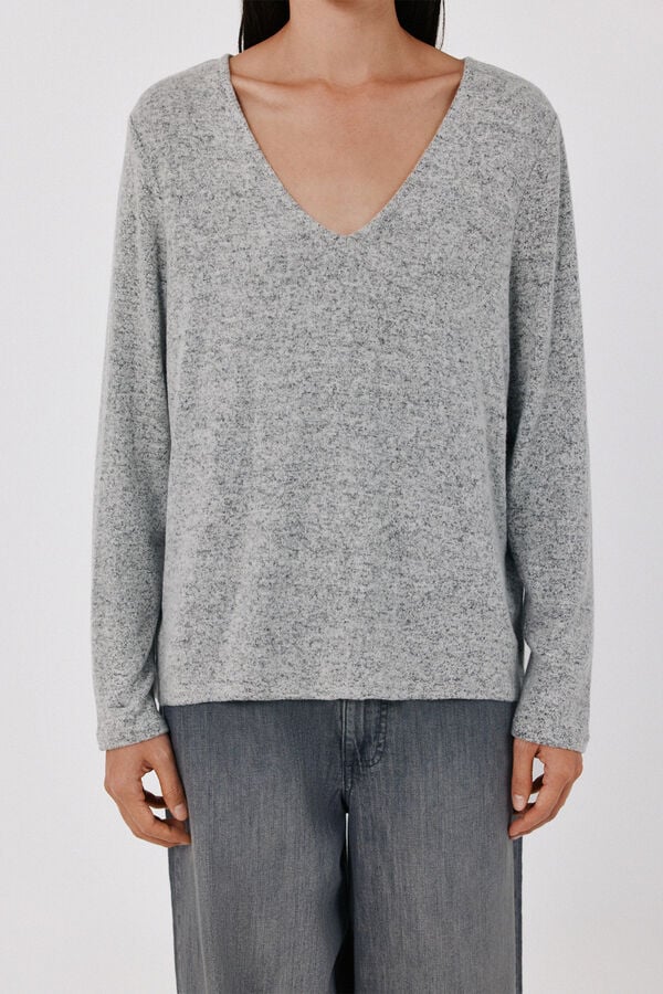Cortefiel T-shirt b&aacute;sica soft touch Cinzento
