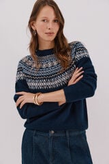 Cortefiel Jacquard design jumper Navy