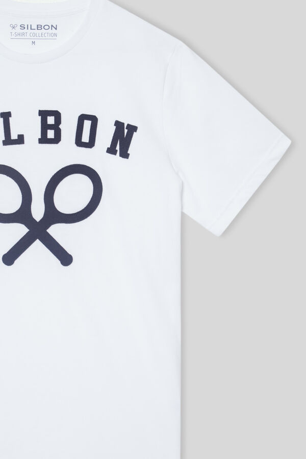 Silbon White racket branding T-shirt White