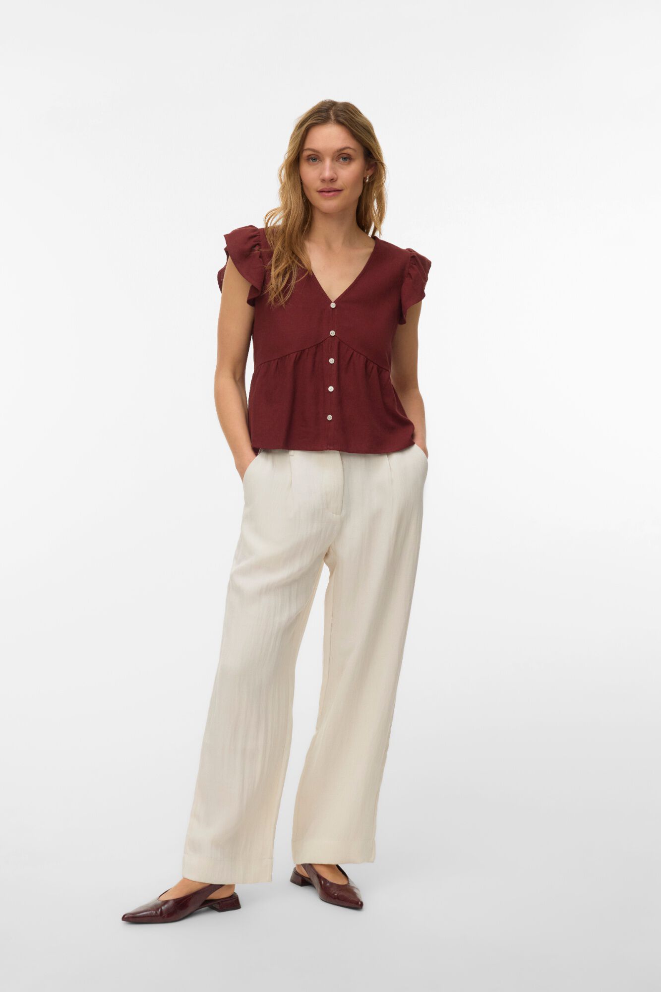 Vero Moda Top manga corta con vuelo