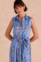Polín Et Moi Vestido camisero largo Zaira Estampado turquesa