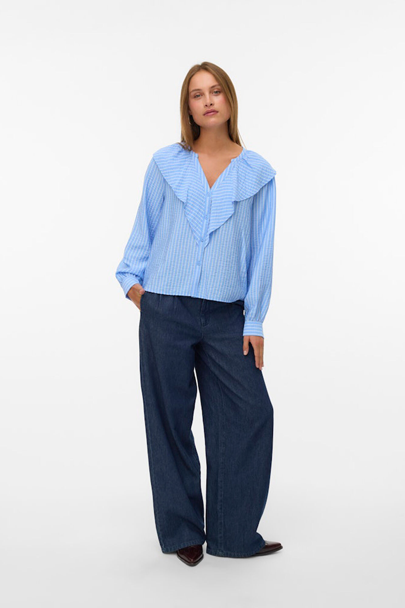 Vero Moda Blusa manga comprida com folhos