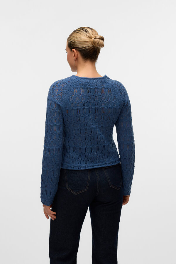 Vero Moda Camiseta de punto calado manga larga Navy
