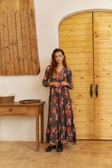 Jaase Vestido longo Sabrina com estampado de monarca Multicolorido