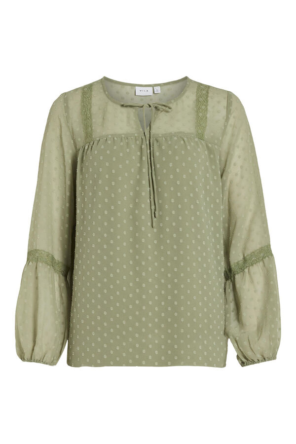 Vila Blusa plumeti de manga comprida Verde