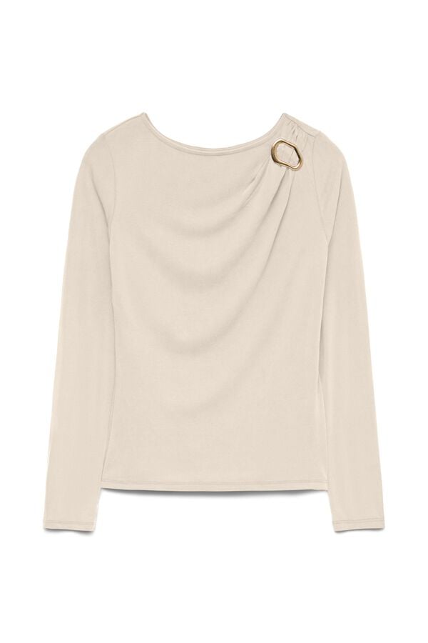 Vero Moda Top manga comprida com joia Tostado