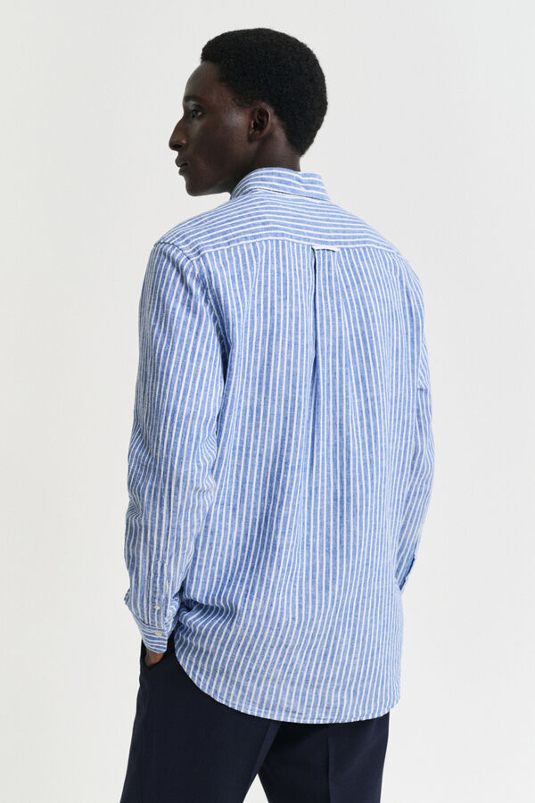 Gant Regular fit linen and cotton striped shirt Blue
