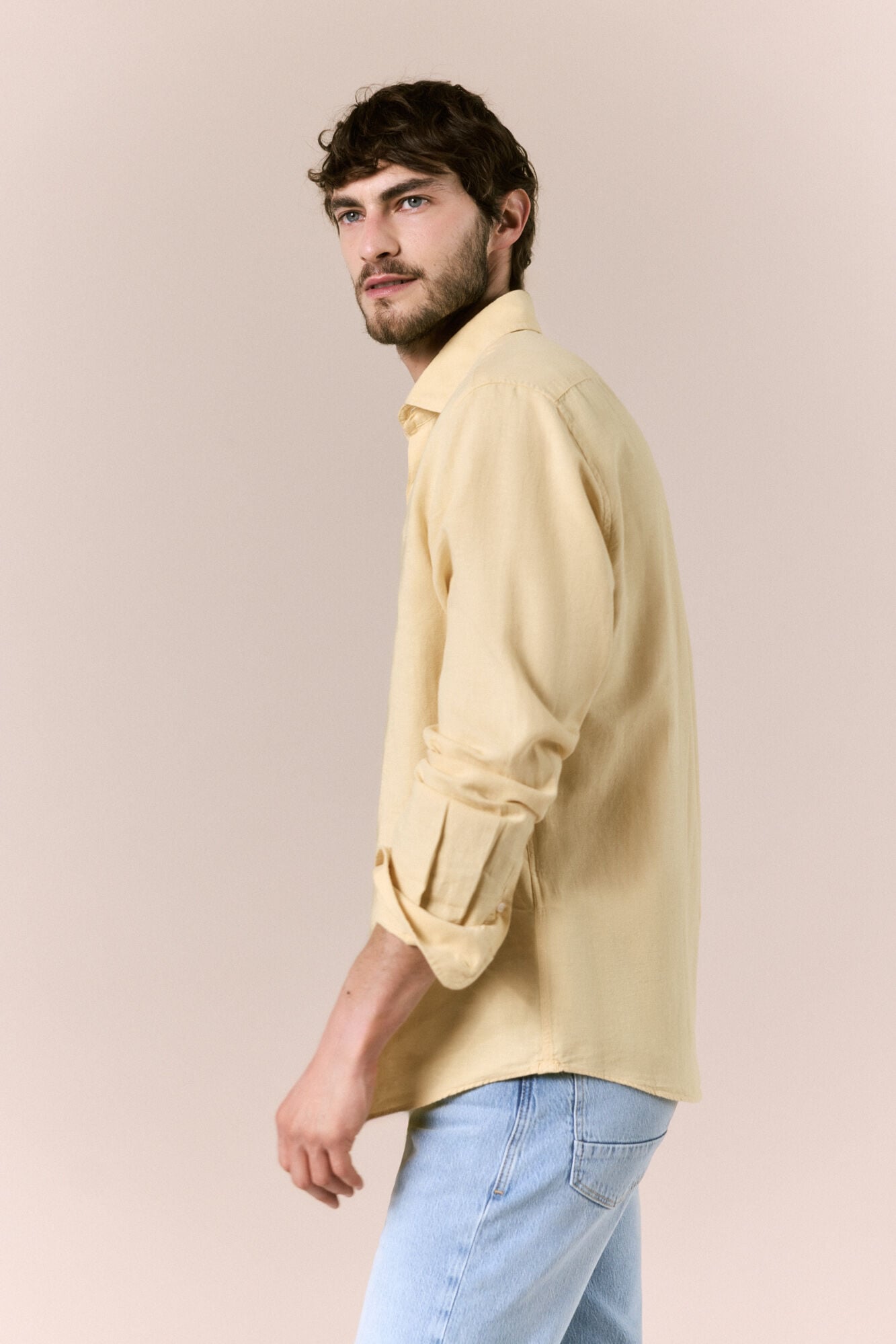 OOTO Camisa algod&oacute;n lino manga larga