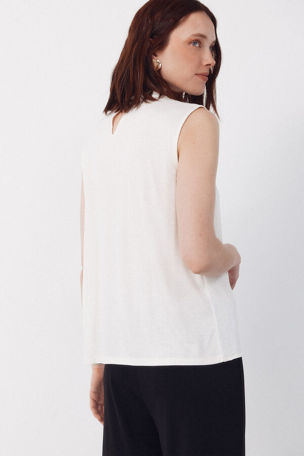 Cortefiel Cropped teardrop top White
