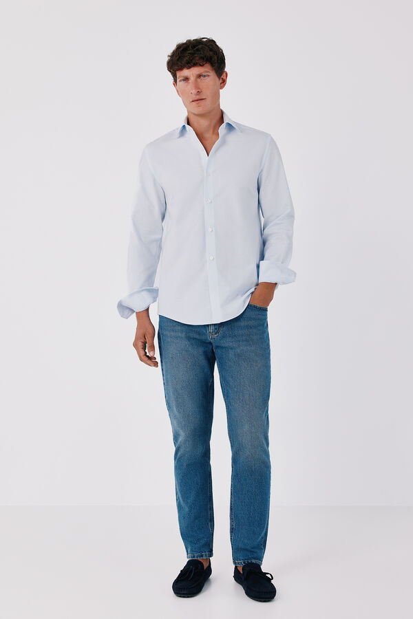 Cortefiel Striped easy-iron dress shirt Blue