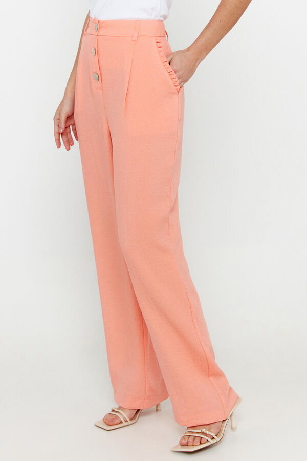 Cortefiel Long wide-leg trousers  Pink