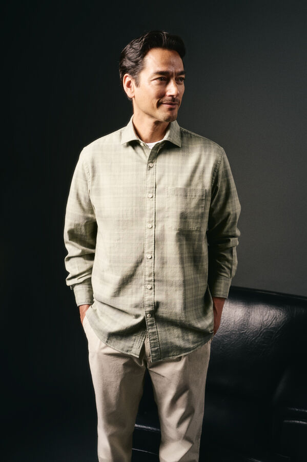 OOTO Camisa cuadro sobretintado Kaki