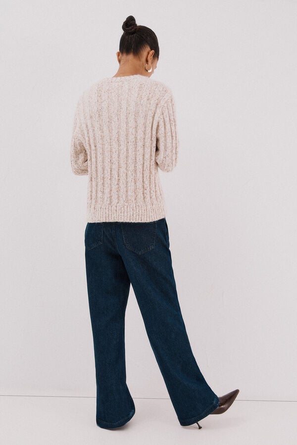 Cortefiel Suéter de malha torcida Ecru