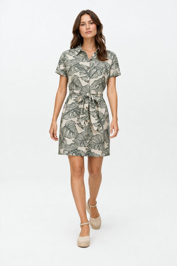 Vestido camisero corto con bordados