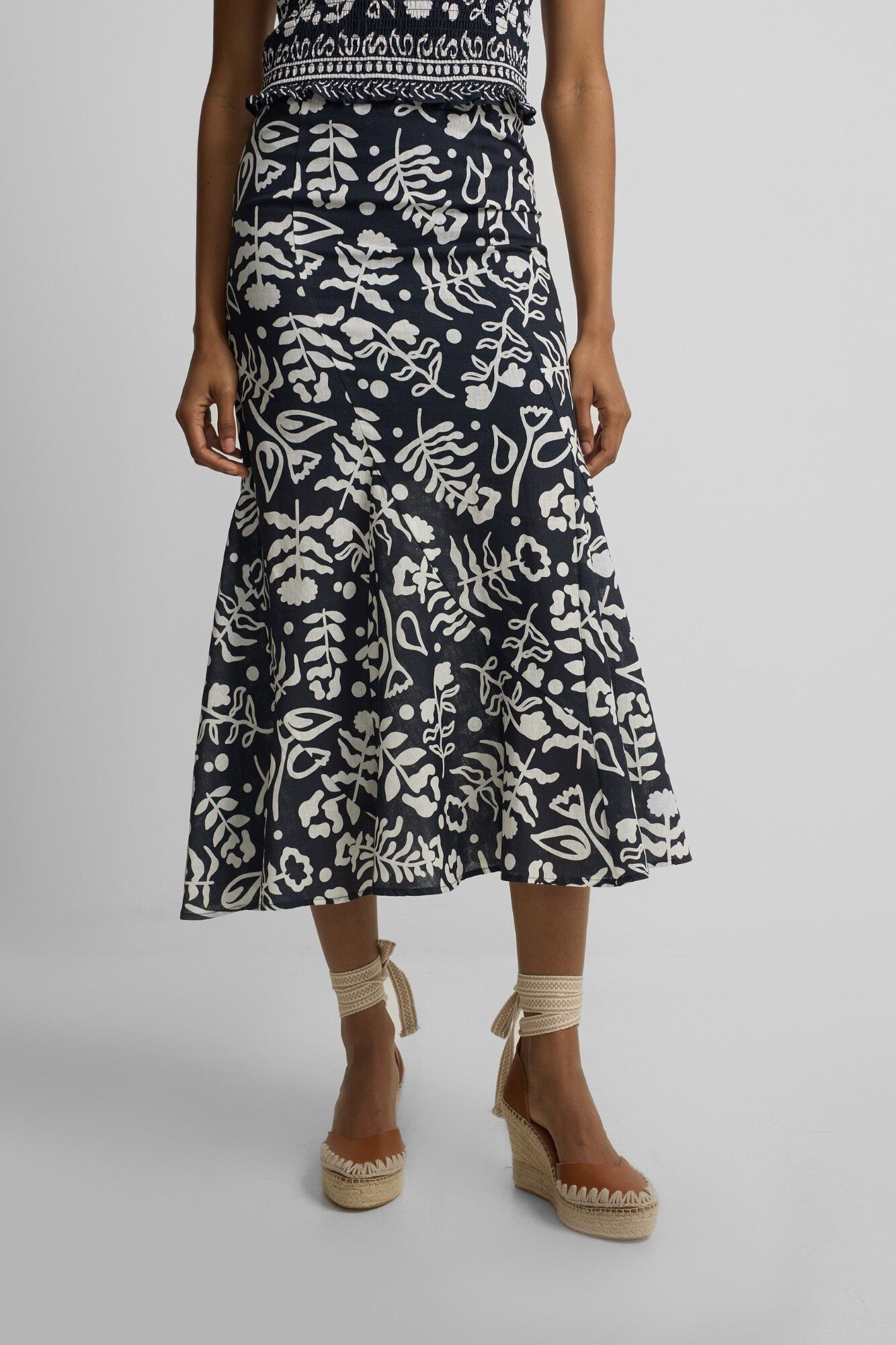 Silbon Falda fluida volantes estampado